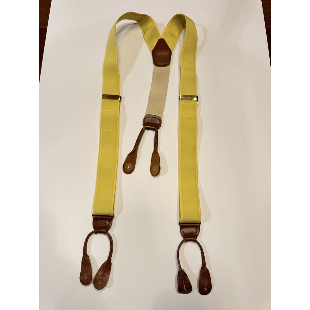 Vintage Barrons Hunger Suspenders Braces Button Yellow Gold Solid Virginia USA